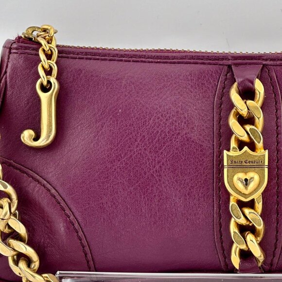 RARE Vintage Y2K Juicy Couture Leather Shoulder Bag with Gold Chain Strap - Picture 6 of 14